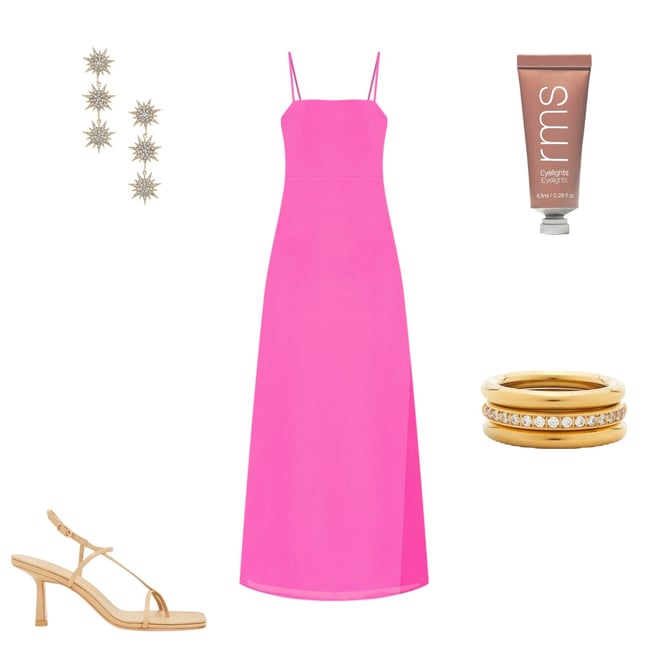 slim fit dress slacks Amarra 94120 Size 10 Neon Pink Gold Sequin Prom Dress main image 0