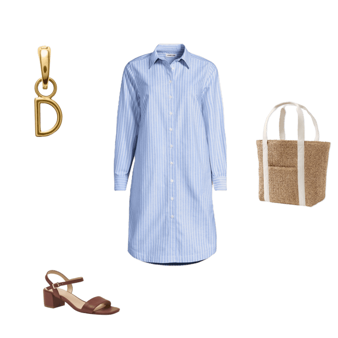 knee length dresses for ladies Miss Circle Women's Xabrina navyblue Pinstripe Long Sleeve Shirt Mini Dress main image 0