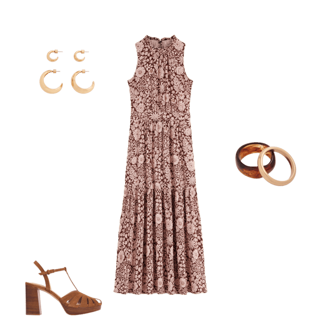 Camalie Jersey Maxi Dress-Raw Umber, Flowerbed Bloom | Boden USA