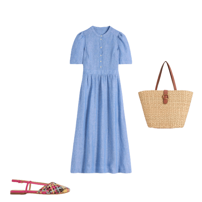 Ivy Linen Midi Dress-Summer Blue Chambray | Boden Global