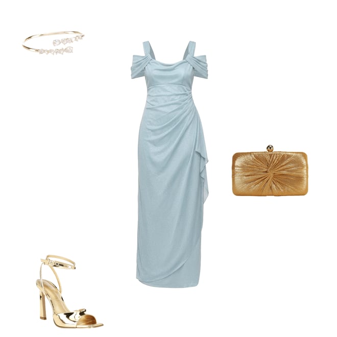 Alex Evenings Glitter Mesh Cowl Neck Cold Shoulder Cap Sleeve Side Slit  Ruched Gown | Dillard's