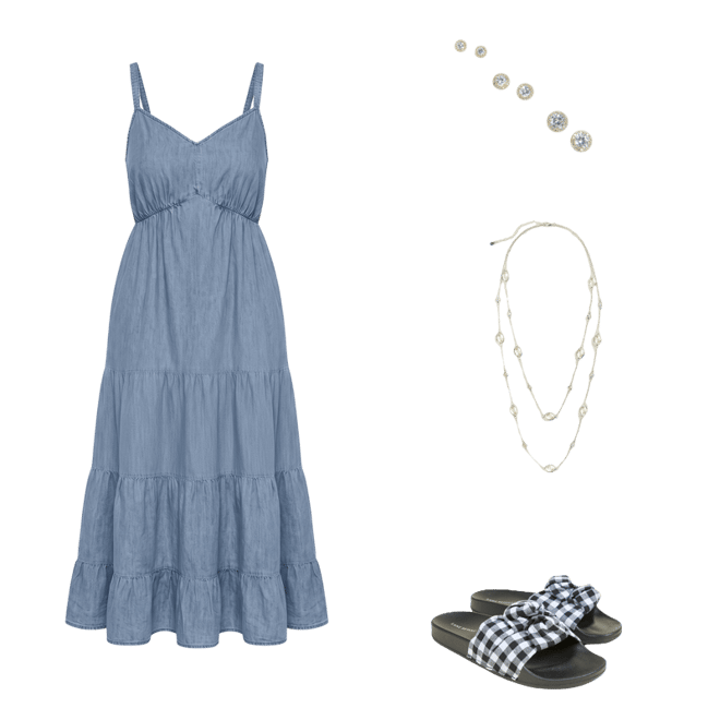 lane bryant denim dress Denim Tiered Midi Dress