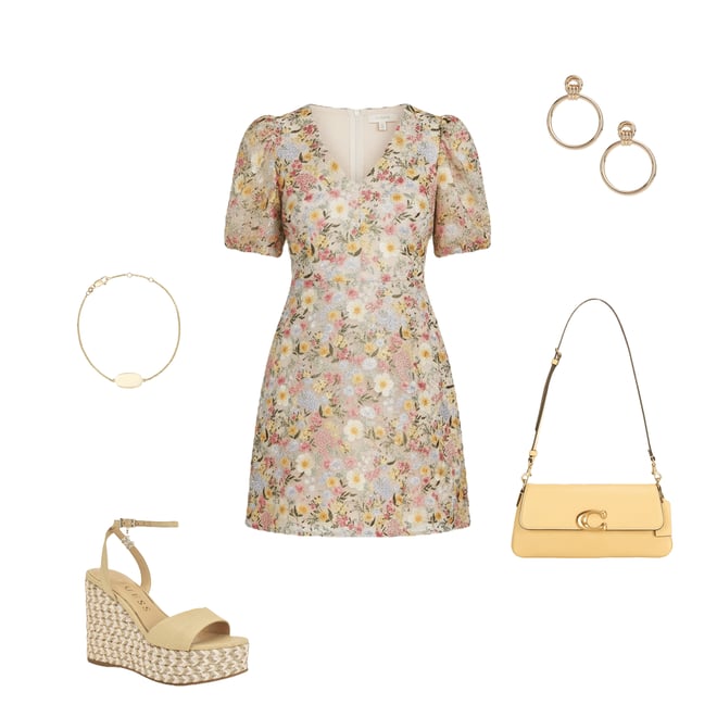 Eliza J Petite Size Floral Print Embroidered Mesh V-Neck Short Puff Sleeve  Fit And Flare Dress | Dillard's