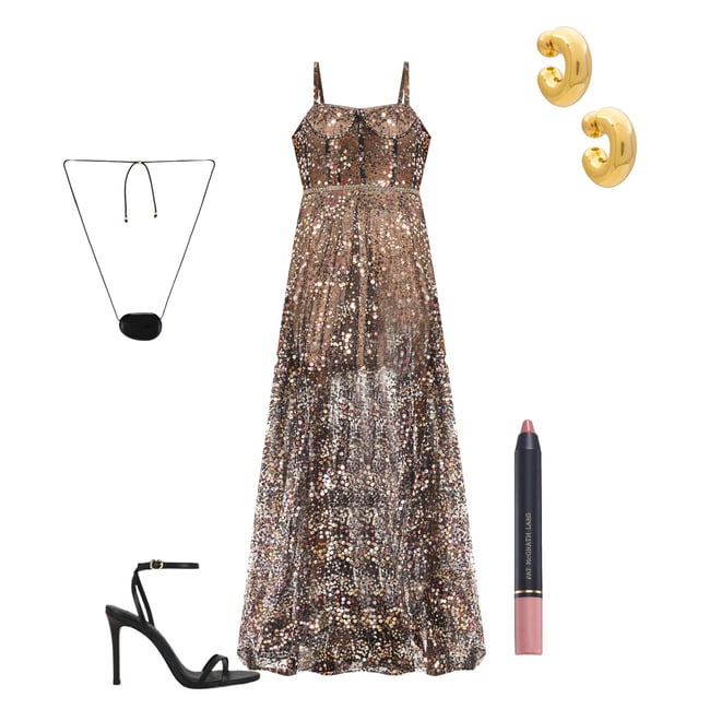 Bronx and Banco Midnight Noir Gown in Gold & Black | REVOLVE