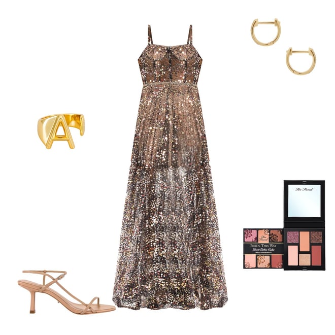 Bronx and Banco Midnight Noir Gown in Gold & Black | REVOLVE