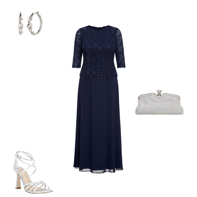Alex Evenings Plus Size Crew Neck 3/4 Sleeve Sequin Lace Scalloped Hem  Bodice Chiffon Skirted Dress | Dillard's