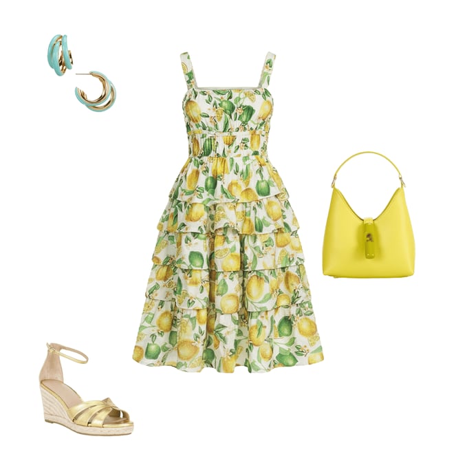 lemon fit and flare dress Tie Waist Tiered Fit and Flare Poplin Dress Lemon Drop