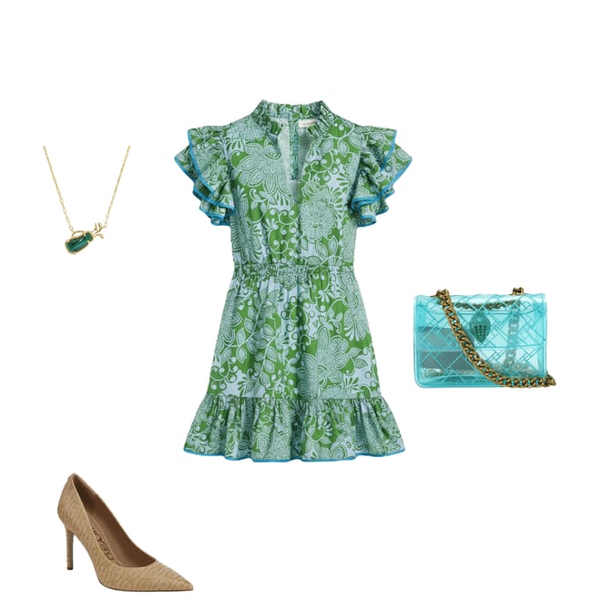 Sugarlips Tressa Floral Print Alina Split V-Neck Ruffle Cap Sleeve