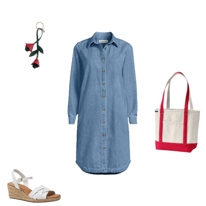 lands end denim dress Lands Sleeveless Sz 4 Button Front Belted Casual Fall Staplee this is one of them Midi Shirt Dress New Look
