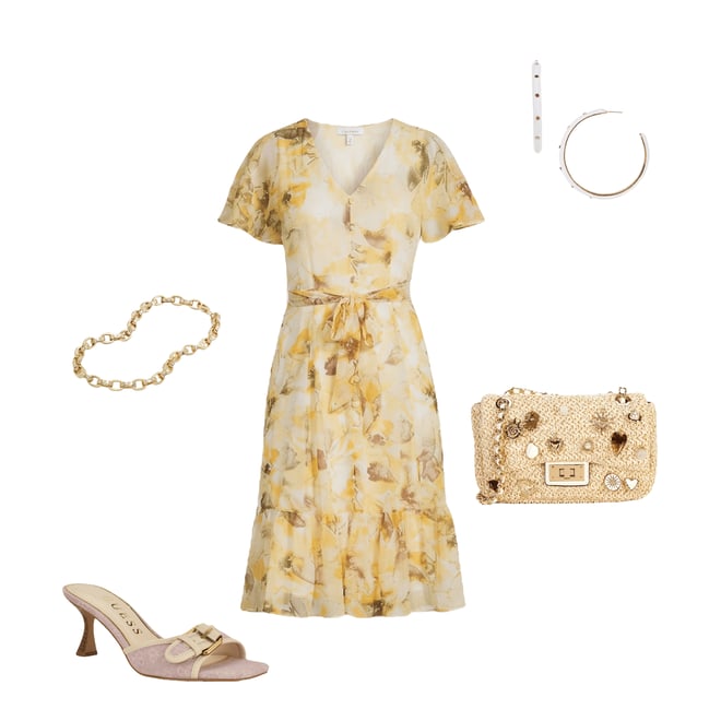 Calvin Klein Crinkle Chiffon Floral Print Tiered Dress | Dillard's