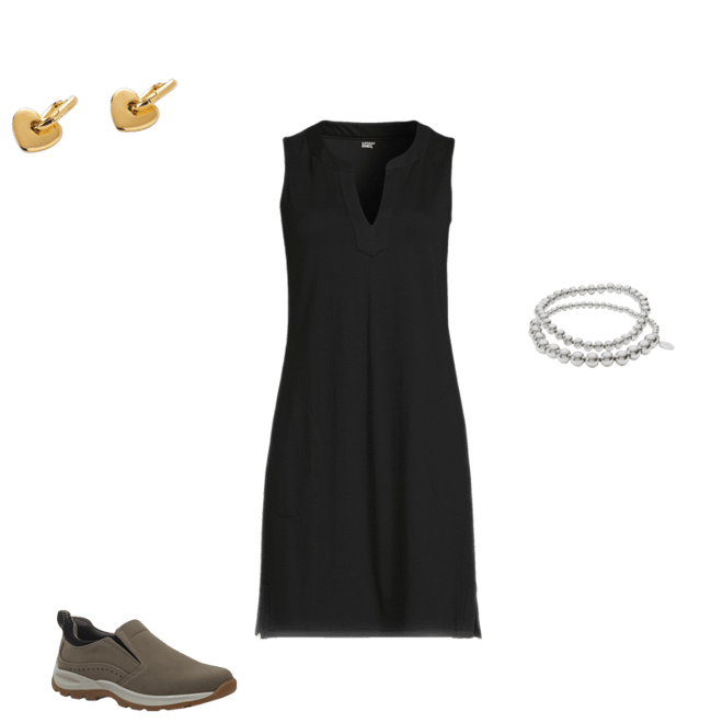 Women's Cotton Jersey Notch Neck Dress | Lands' End
