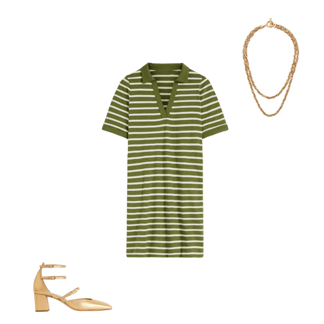 Tilda Jersey T-shirt Dress-Olive and Ivory Stripe | Boden USA
