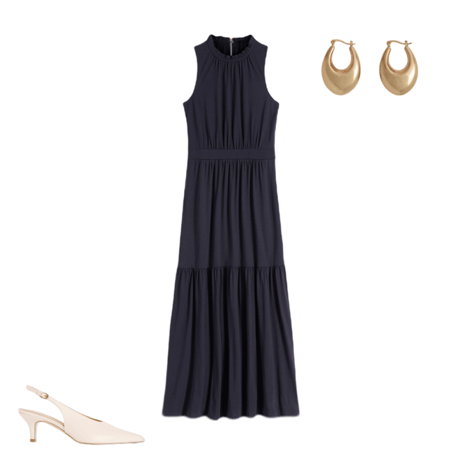 dress length between knee and ankle The Juliette Knee Length Dress In Black – Jules & James Boutique main image 0