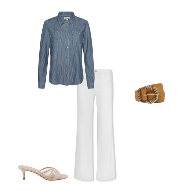 Isla Shirt in Azure Blue Stripe | L'AGENCE