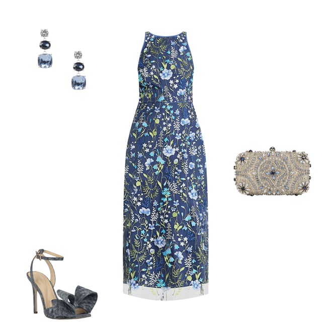 sachin and babi light blue dress GUESS Women's Embroidered Mesh Fit & Flare Dress – COUTUREPOINT main image 0