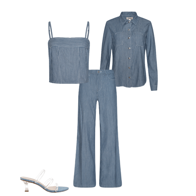 Isla Shirt in Azure Blue Stripe | L'AGENCE
