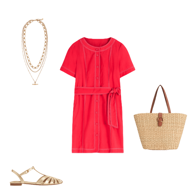 Callie Linen Short Dress-Bright Cherry | Boden USA