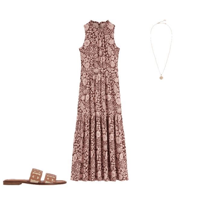 Camalie Jersey Maxi Dress-Raw Umber, Flowerbed Bloom | Boden USA