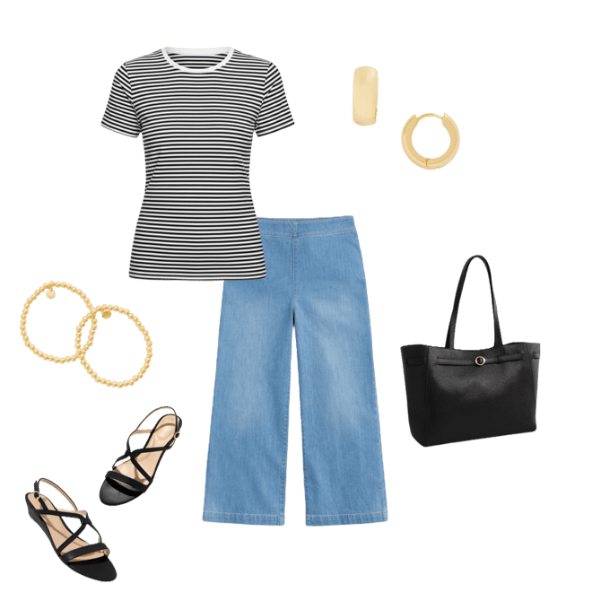 Wide Crop Pull-On Travel Jeans - Mercer Wash | Talbots
