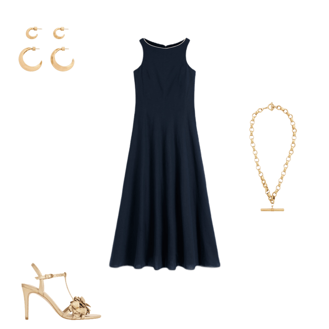 black dress gold spots Cabana Life - Stripe Zip Sleeveless Sport Dress - Navy main image 1