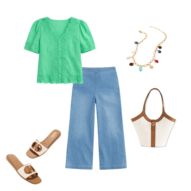 Wide Crop Pull-On Travel Jeans - Mercer Wash | Talbots