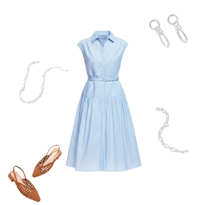 Seersucker Drop Waist Shirtdress - Ocean Stripe | Talbots