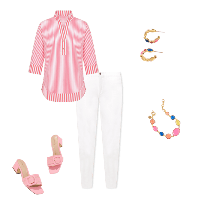 Dolman Sleeve Poplin Tunic - Mixed Stripe | Talbots