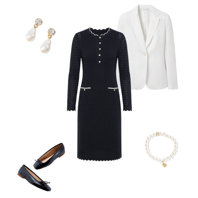 knee length dresses for ladies Pointelle Shift Mini Dress