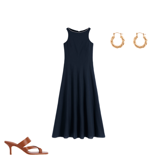 chinese dress ladies Boden Women's Ivy Linen Midi Dress in Blue