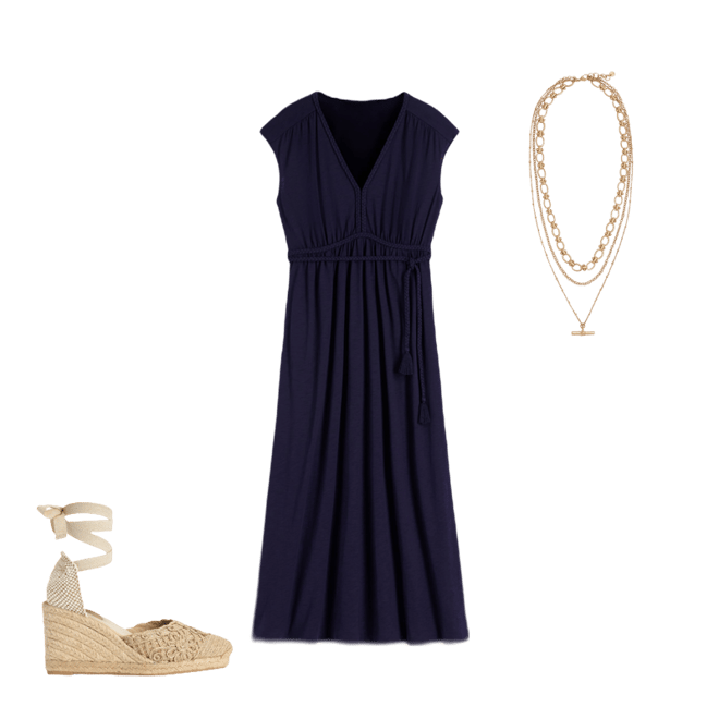 Heidi Ruched Rope Jersey Dress-Navy | Boden USA