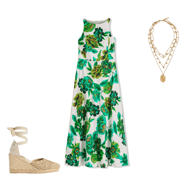Silvia Boned Bodice Maxi Dress-Green Opulent Blossom | Boden USA
