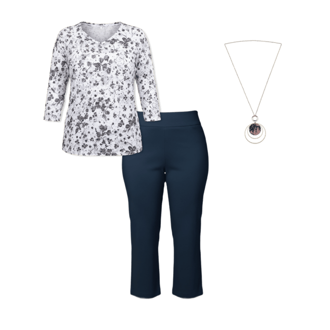 3/4 Sleeve Top With V-Neck | Studio 65 | Suzanne's