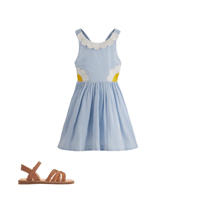 Novelty Cross - back Dress - Blue Daisy Applique | Boden USA