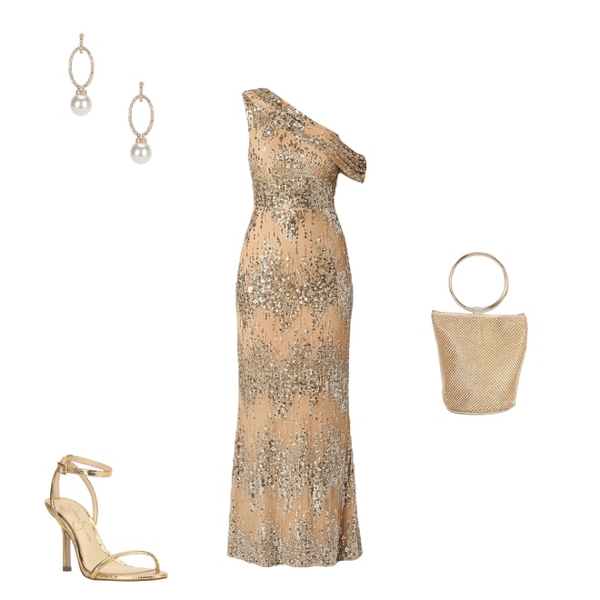 Adrianna Evening by Adrianna Papell Stretch Sequin Long One Shoulder Dress  | Dillard's