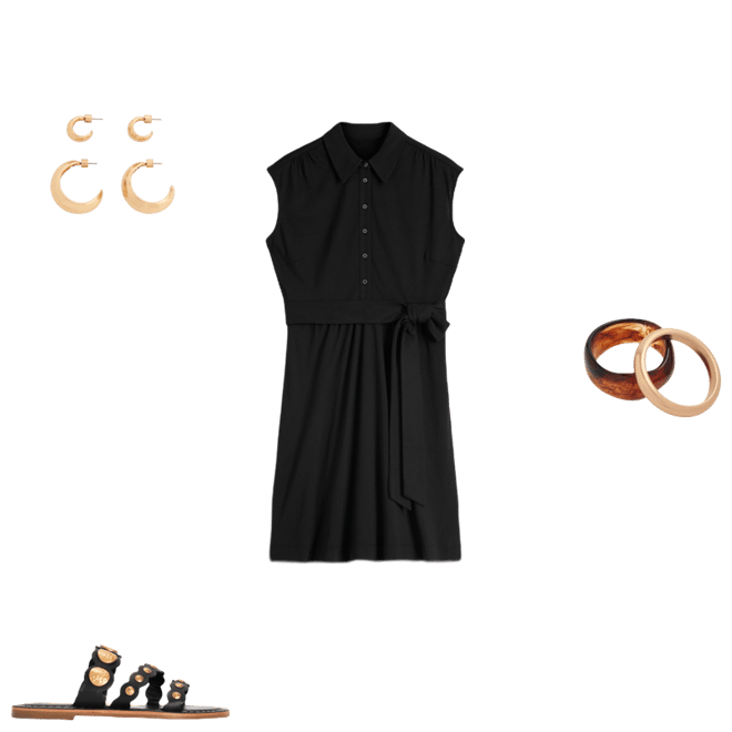 Honor Short Jersey Shirt Dress-Black | Boden USA