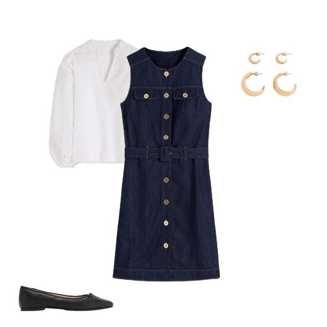 Short Gold Button Denim Dress-Indigo | Boden USA