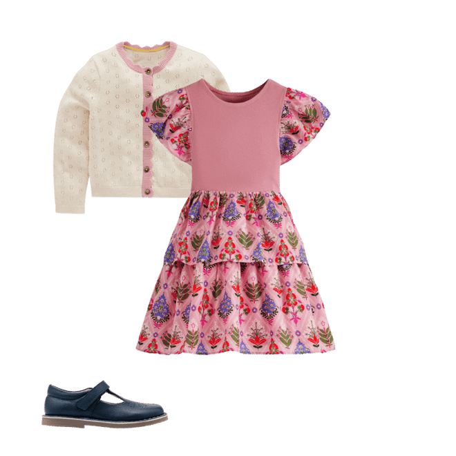 Boden Girls Woven Mix Twirly Dress in Pink | Size 7-8 Years