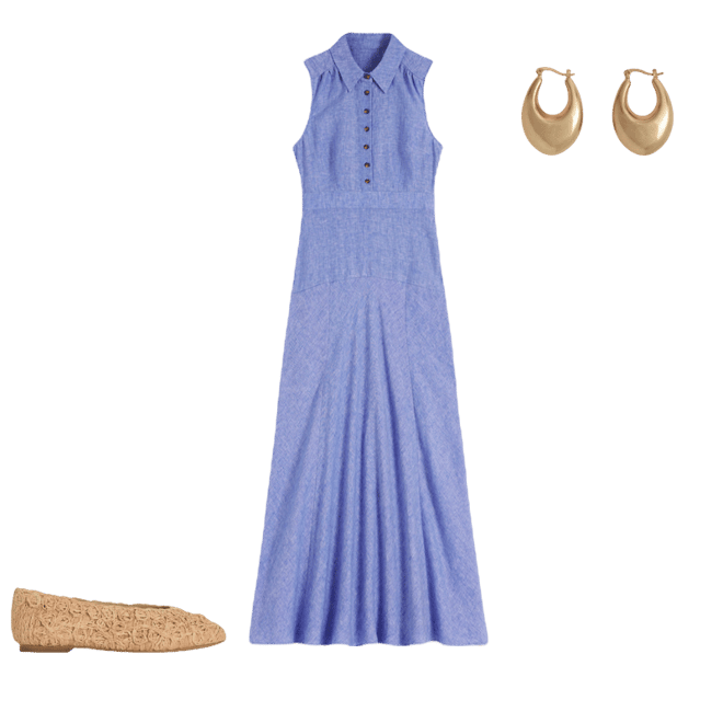 chinese dress ladies Arabella Linen Blend Dress-Navy main image 1