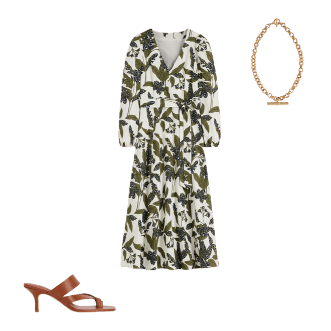 Florence Linen Blend Dress-Olive Leopard Flora | Boden USA