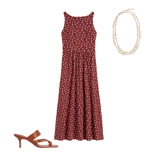 princess polly baby blue dress Saoirse Smocked Jersey Dress-Roasted Brown, Painted Dot