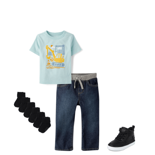 Baby And Toddler Boys Short Sleeve Excavator Graphic Tee - BLUE