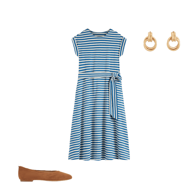 Eve Jersey Midi Dress-Blue and Ivory Stripe | Boden USA