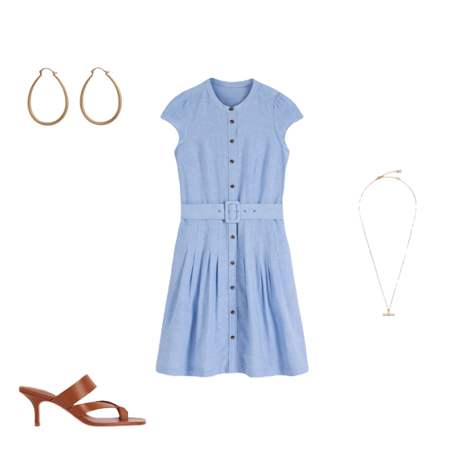 Arabella Short Linen Dress-Chambray | Boden UK