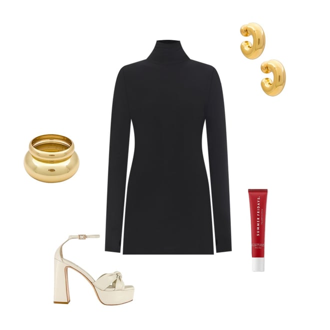 カムカム Norma Kamali Long Sleeve Slim Fit Turtleneck Pickleball Dress in