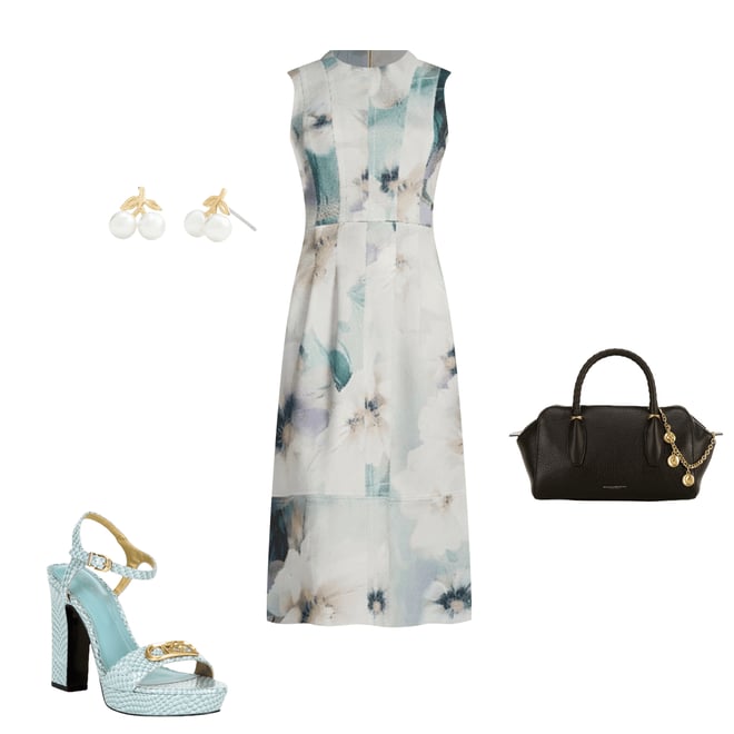 knee length dresses for ladies Floral Sleeveless V Neck Sheath Dress | Sheath Dress