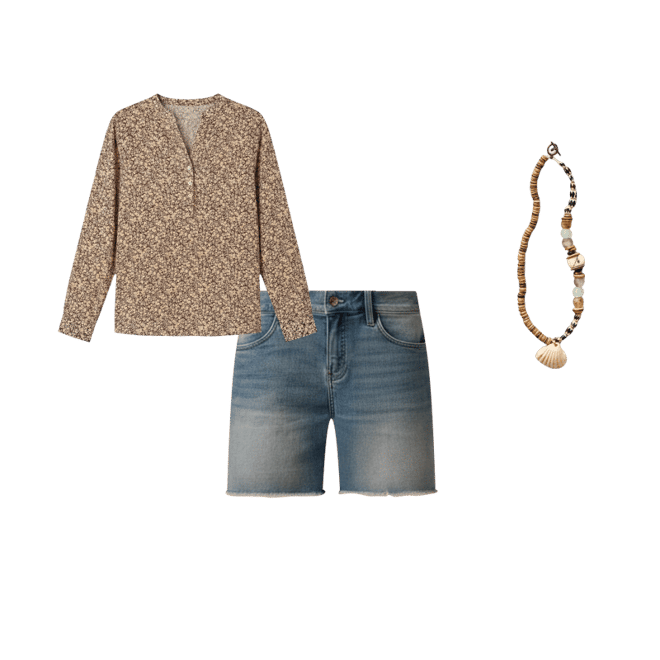 Dylan Gauze Shirt: Coffee Ditsey