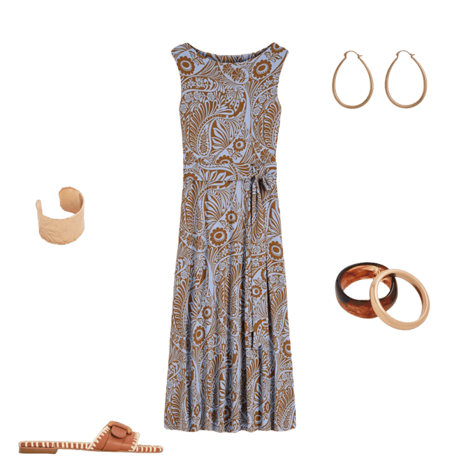 golden globes 2019 dresses Tamsin Jersey Midi Dress-Blue, Enchanted Paisley