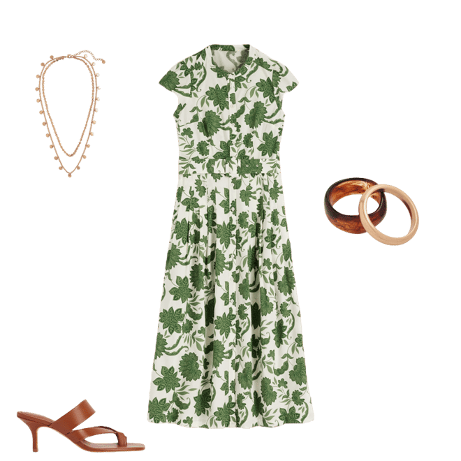 Arabella Cotton Maxi Dress-Green Elegant Blossom | Boden USA