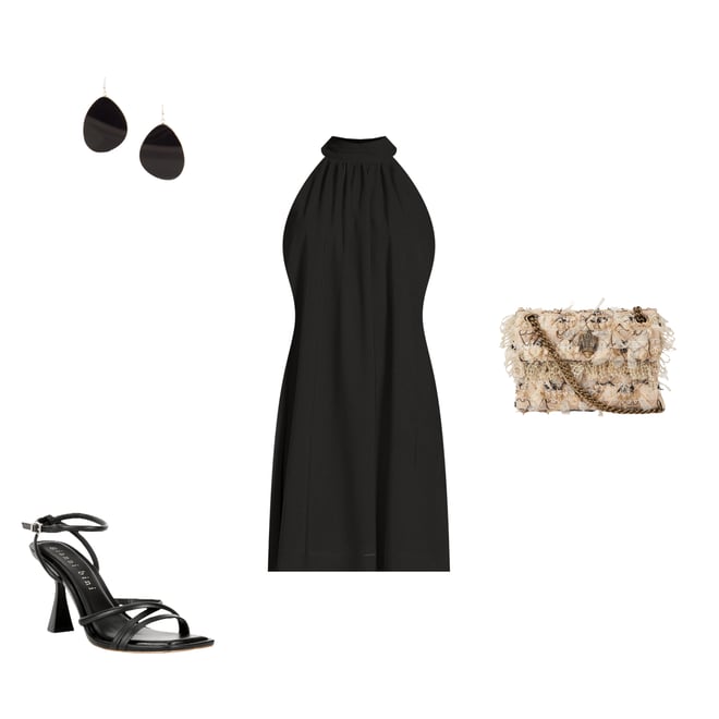 Belle by Badgley Mischka Elise Georgette Turtleneck Sleeveless Back Tie  Waistless Trapeze Mini Dress | Dillard's