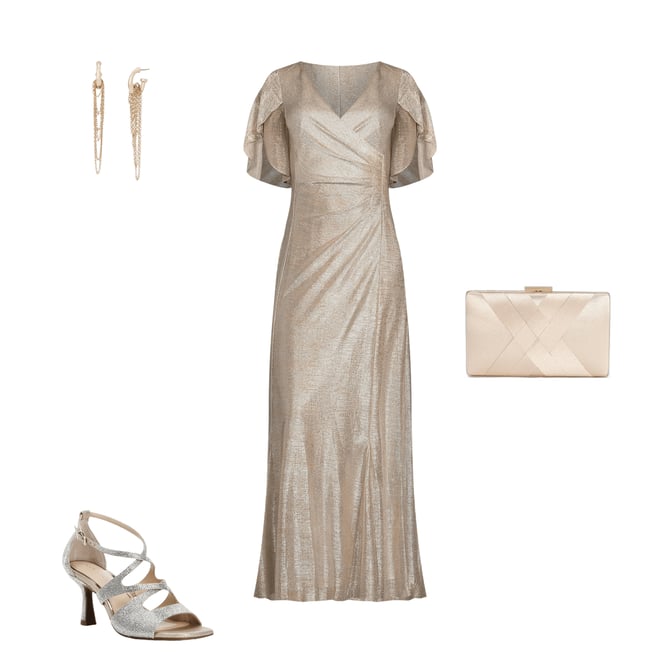 strapless open back dress Pleated Long Formal Metallic Prom Dress
